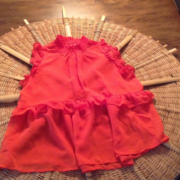 Tangerine Ruffled Blouse - Picture 2 of 3